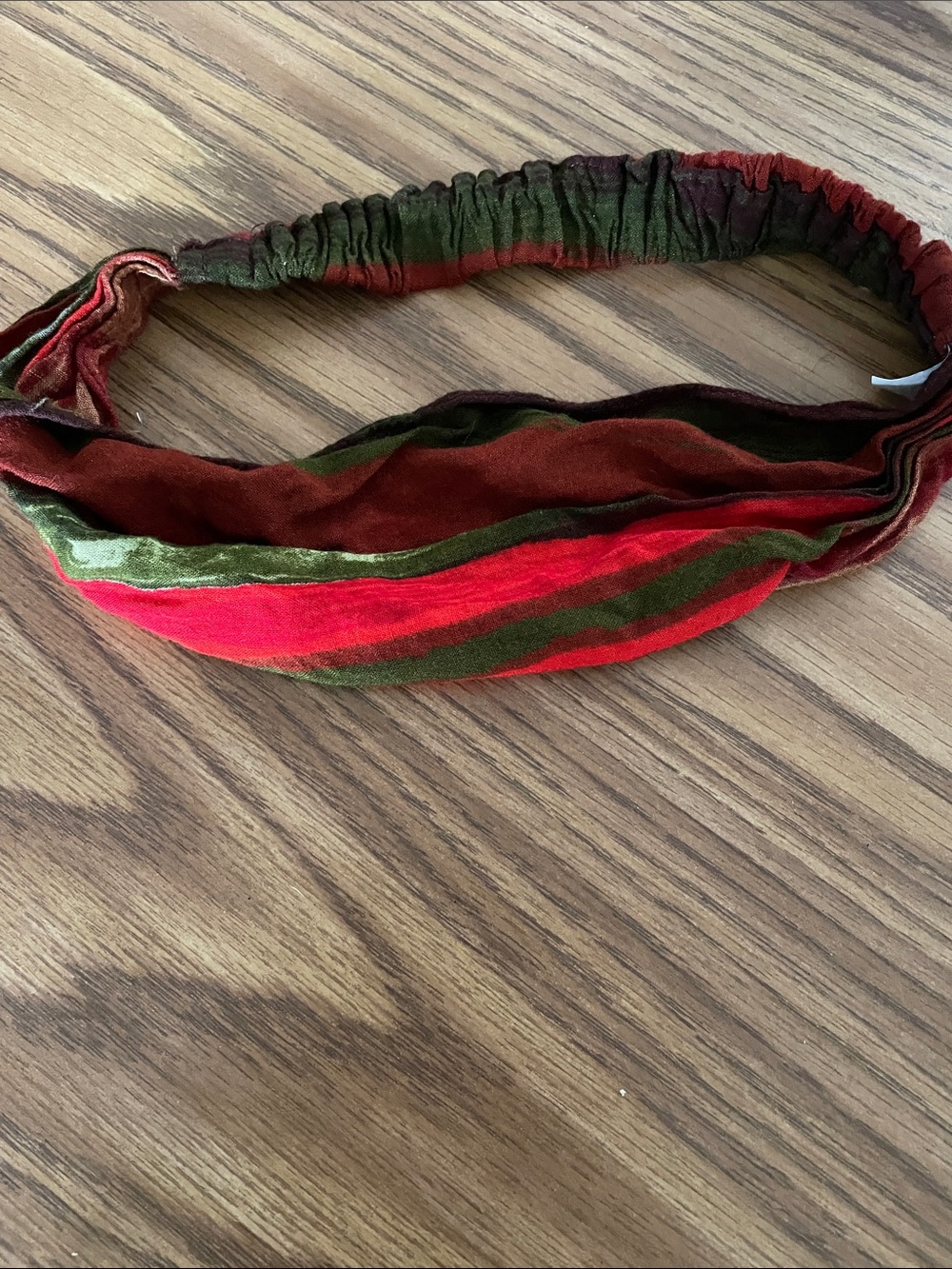 Striped Elastic Headband in Red and Green